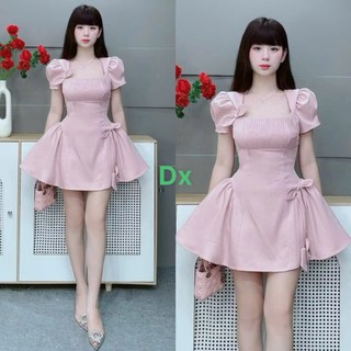 Đầm thời trang Nữ mẫu mã mới xịn mịn chất rubi tay phồng cổ vuông dập ly đều đặn dập hoa váy mini xòe 5 màu siêu tôn da