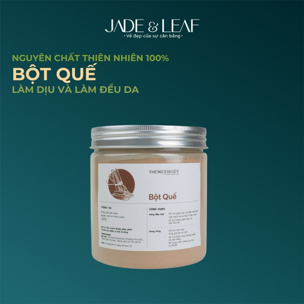 Bột Quế Jade&Leaf Hữu Cơ Cao Cấp, Dưỡng Sáng Da Tự Nhiên Nguyên chất, Giảm Mụn Cấp Ẩm Kiểm Soát Dầu