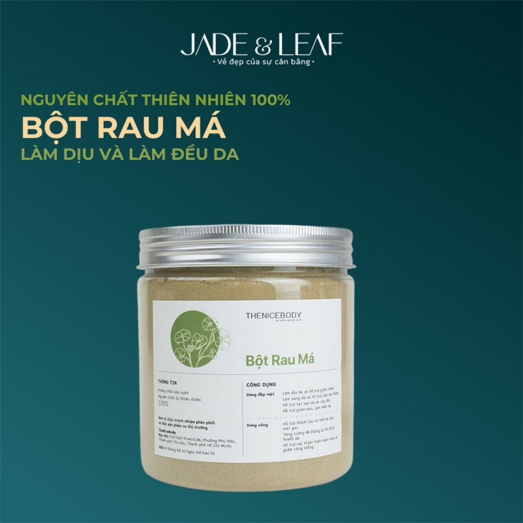 Bột Rau Má Jade&Leaf Cao Cấp, Đắp Mặt Tắm Trắng Hữu Cơ Nguyên Chất, An Toàn Cho Da Nhạy Cảm