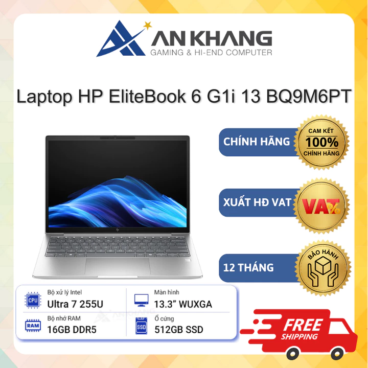 Laptop HP EliteBook 6 G1i 13 BQ9M6PT (U7-255U/ 16G/ 512GSSD/ 13.3WUXGA/ ALU/ W11SL/ LEDKB) Chính hãng Bảo hành 12 Tháng