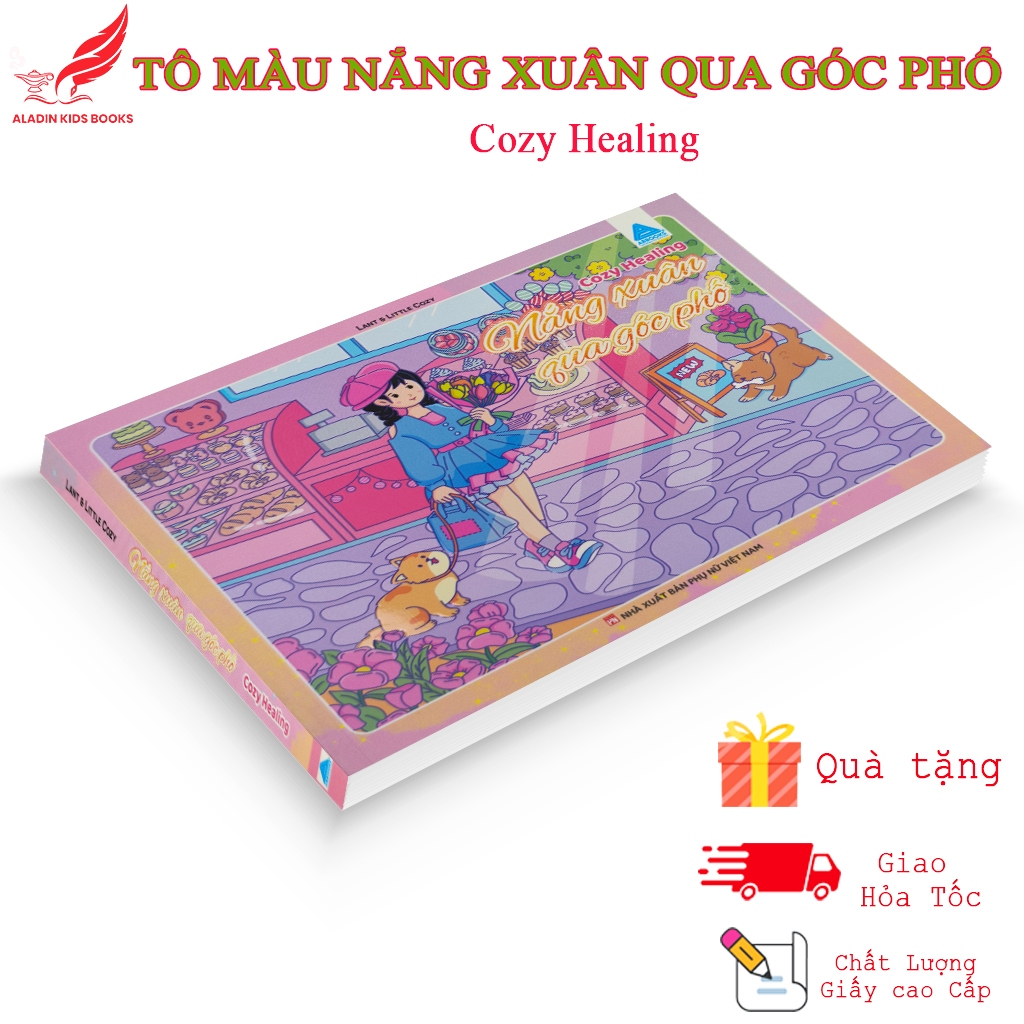 Sách - Tô Màu Nắng Xuân Qua Góc Phố – Cozy Healing | Giấy Cao Cấp | Quà Tặng Ý Nghĩa