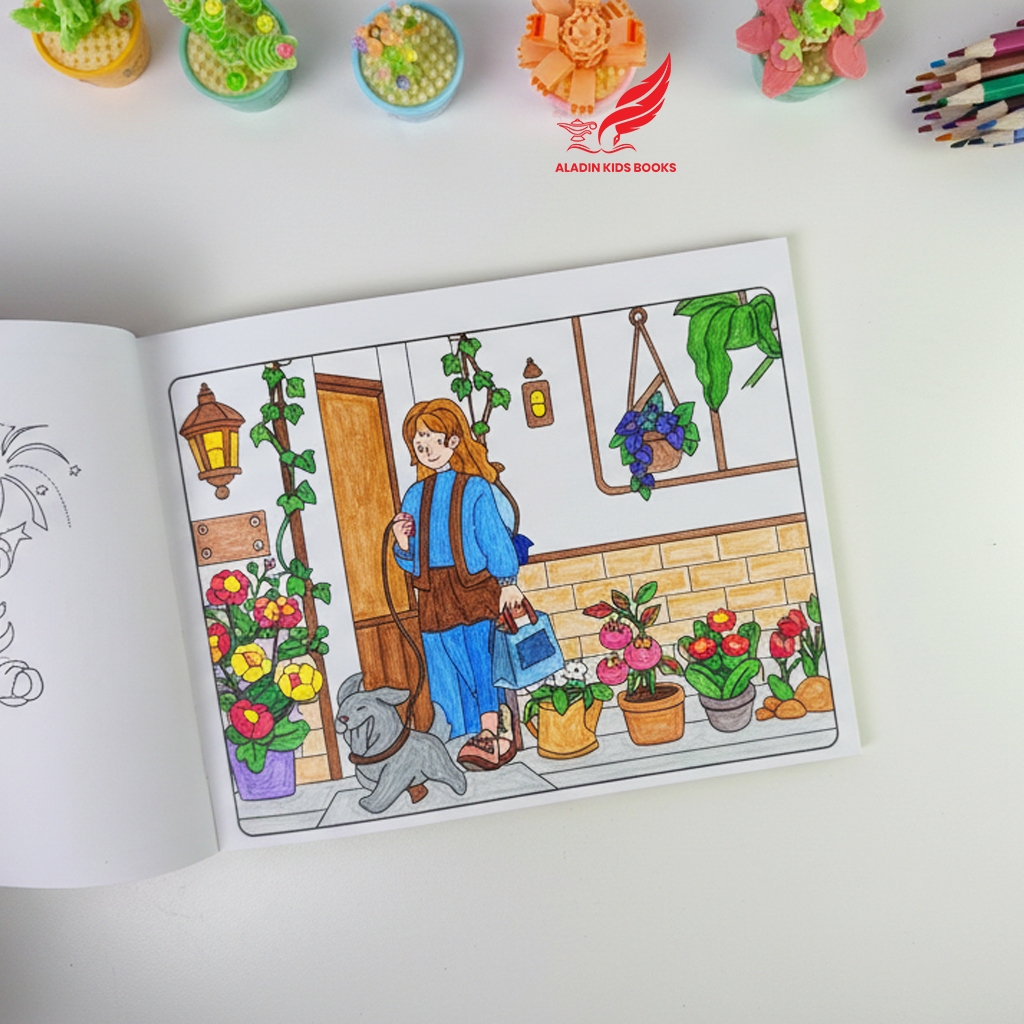 Sách - Tô Màu Nắng Xuân Qua Góc Phố – Cozy Healing | Giấy Cao Cấp | Quà Tặng Ý Nghĩa