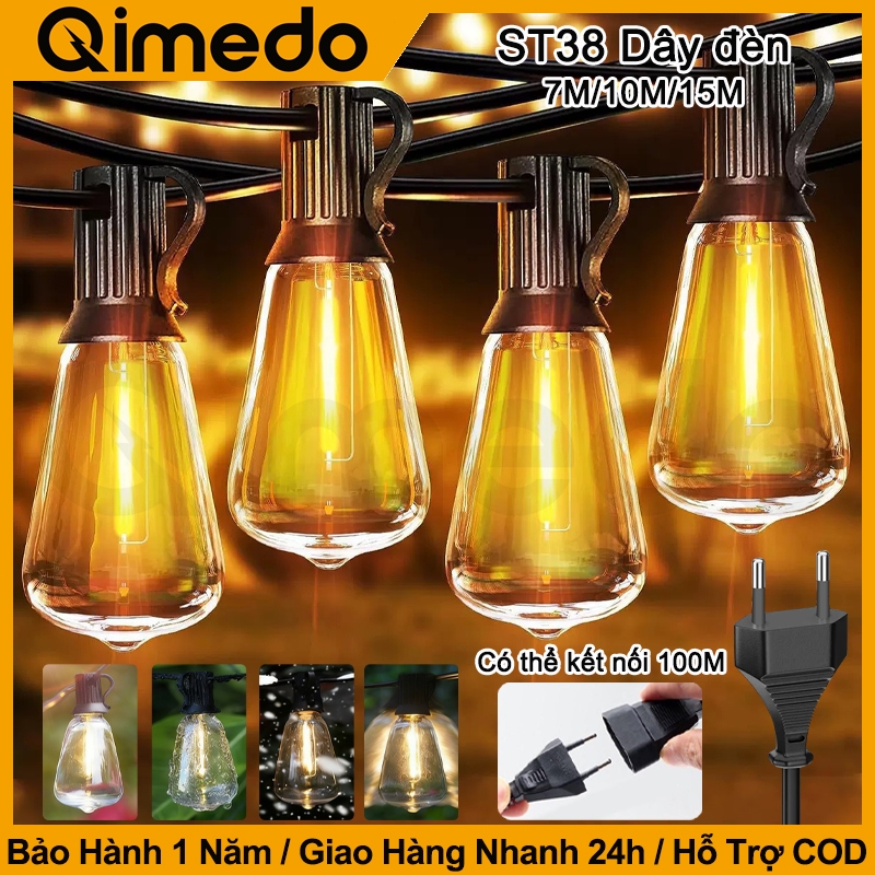 Đèn Sân Vườn Nhiệt Độ Màu 2700K Dây Đèn Led Trang Trí Chống Rơi Thích Hợp Cho Sân 7-15 Mét
