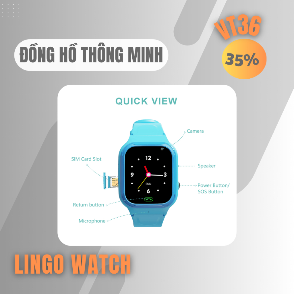 Đồng Hồ Thông Minh Trẻ Em VT36 – Gọi Video 4G, Định Vị LBS+WIFI ,Kháng Nước IP65 - Lingotrans
