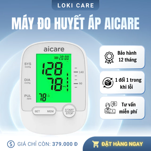 Máy Đo Huyết Áp Bắp Tay AICARE X5 Chính Hãng, Bộ Đầy Đủ Phụ Kiện, Đo Chính Xác Màn Hình Lớn, Dễ Đọc, Đo Nhanh,