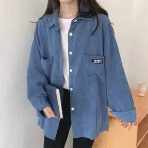 Trang phục mùa thu áo sơ mi nhung kẻ cho nữ dài tay nữ mẫu mới mùa thu, thiết kế phong cách Hàn Quốc