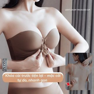 Áo ngực nữ không dây đúc su cài trước chống tụt, Áo lót nữ mút dày 5cm nâng ngực tạo khe DEVARI A806