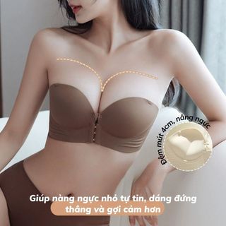 Áo ngực nữ không dây đúc su cài trước chống tụt, Áo lót nữ mút dày 5cm nâng ngực tạo khe DEVARI A806