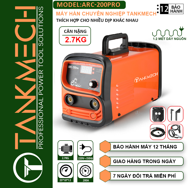 Máy Hàn Cầm Tay Công Suất Lớn ARC 200PRO Công Nghệ Châu Âu Tặng  Mỏ Hàn Điện Tử, Kẹp Mát, Mặt Nạ, Chổi Gõ Sỉ