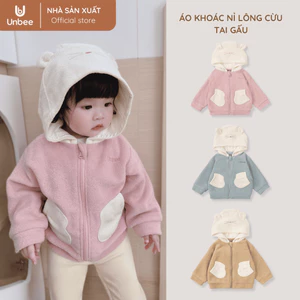 Áo khoác nỉ bé trai bé gái Unbee mũ gấu - Áo khoác nỉ bông cho bé phong cách Hàn Quốc