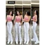 98-100cm Quần Jeans Nữ Lưng Cao 3 Cúc Ống Loe Dài Màu Trắng Thời trang co giãn