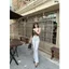 98-100cm Quần Jeans Nữ Lưng Cao 3 Cúc Ống Loe Dài Màu Trắng Thời trang co giãn
