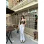 98-100cm Quần Jeans Nữ Lưng Cao 3 Cúc Ống Loe Dài Màu Trắng Thời trang co giãn