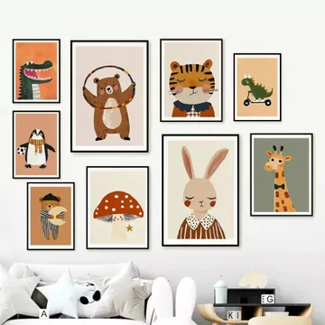 Tranh Canvas Hình Con Vật Treo Phòng Em Bé HH197 - Tranh Thỏ, Rùa, Gấu Decor Phòng Ngủ, Phòng Khách, Phòng Ngủ Em Bé