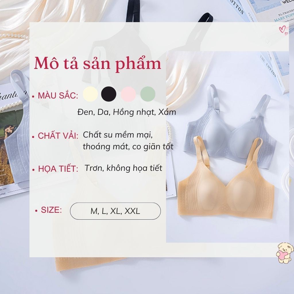 Áo ngực nữ cao cấp su mềm mại thoáng mát mút mỏng nhẹ ôm nâng đỡ ngực tự nhiên dây bản to LANIXA A02