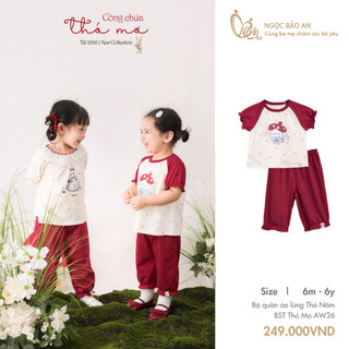 NGỌC BẢO AN (9M-7Y) Bộ quần áo lửng bé gái chất vải 100% cotton thoáng mát, co giãn tốt cho bé.