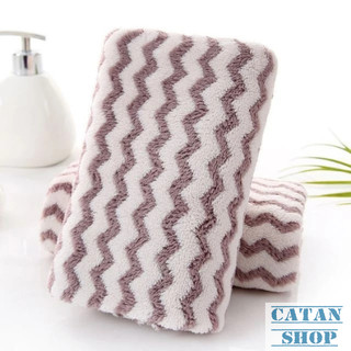 Khăn Lau Mặt Chất Liệu Cotton Mềm Mại Thấm Hút Thiết Kế Sọc Màu Phong Cách Hàn Quốc Xinh Xắn