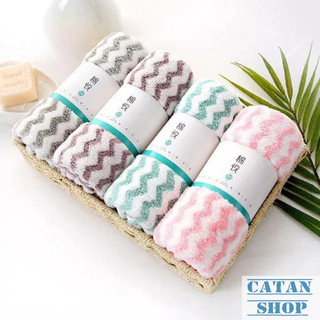 Khăn Lau Mặt Chất Liệu Cotton Mềm Mại Thấm Hút Thiết Kế Sọc Màu Phong Cách Hàn Quốc Xinh Xắn