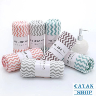 Khăn Lau Mặt Chất Liệu Cotton Mềm Mại Thấm Hút Thiết Kế Sọc Màu Phong Cách Hàn Quốc Xinh Xắn