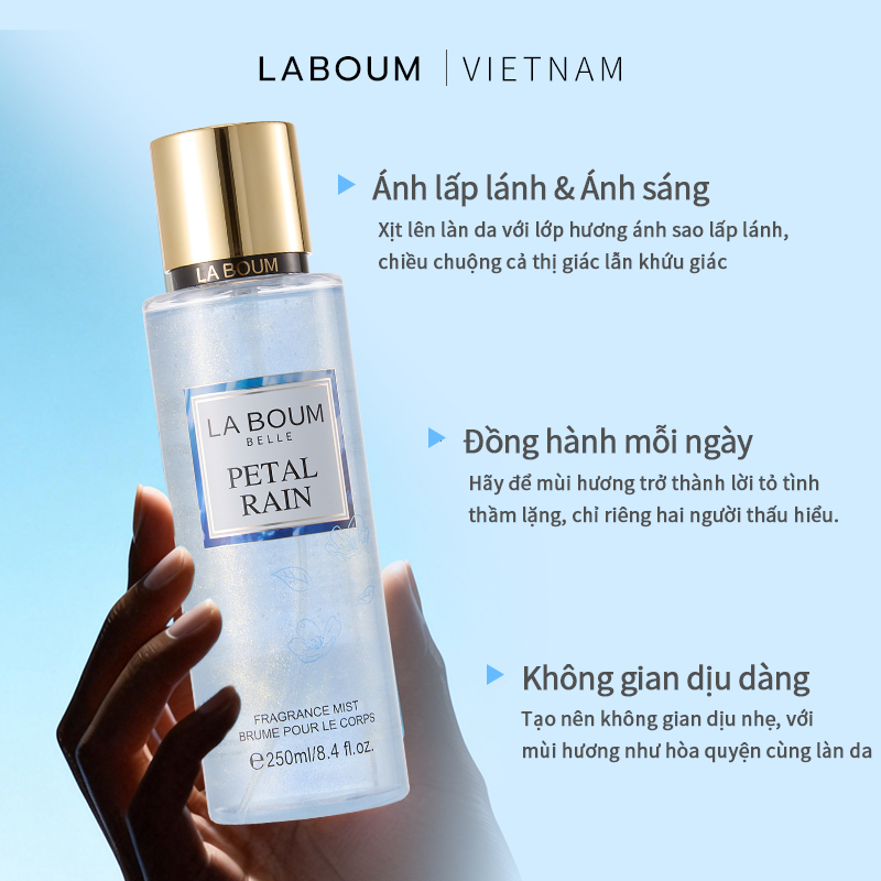 【CÓ ÁNH NHŨ】Body Mist Xịt Thơm Toàn Thân 250ml Hương Thơm Dịu Nhẹ, Lưu Hương Lâu & Ánh Nhũ Lấp Lánh Cho Da