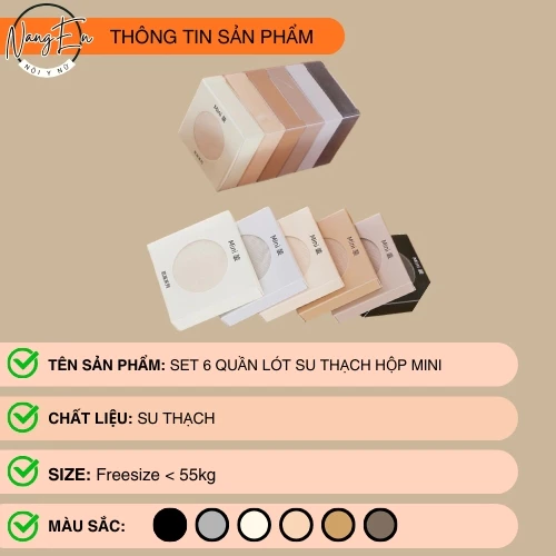 Q084 - SET 6 QUẦN LÓT SU THẠCH HỘP MINI - Quần Lót Nữ Su Thạch Băng Lụa Kháng Khuẩn Siêu Tàng Hình