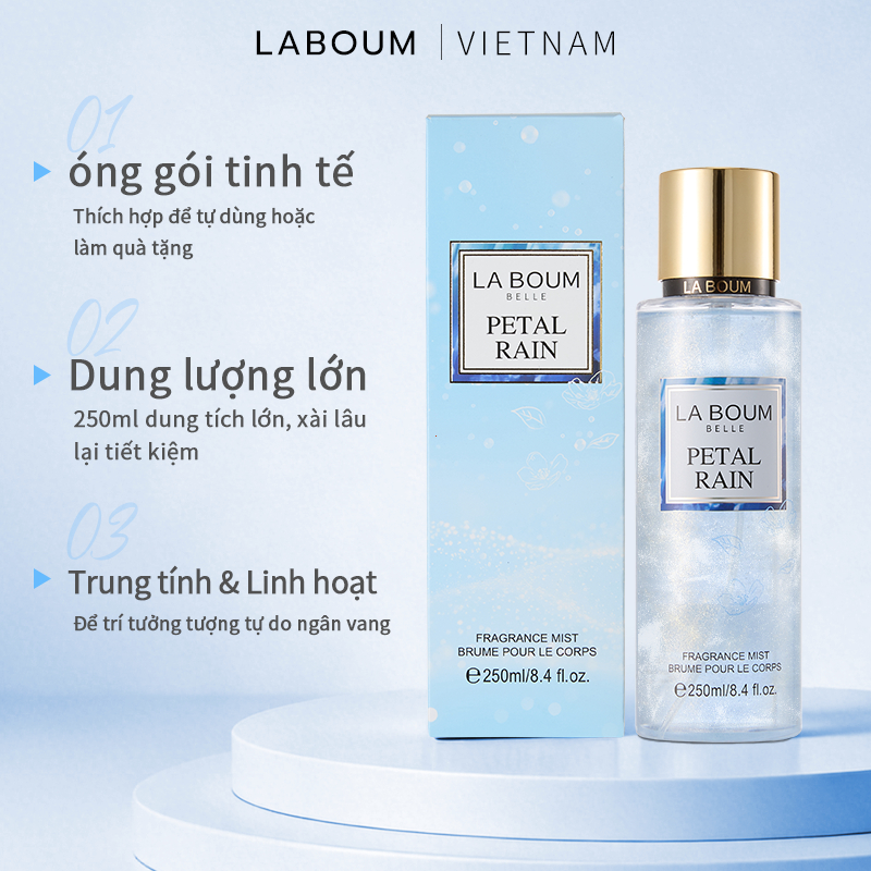 【CÓ ÁNH NHŨ】Body Mist Xịt Thơm Toàn Thân 250ml Hương Thơm Dịu Nhẹ, Lưu Hương Lâu & Ánh Nhũ Lấp Lánh Cho Da
