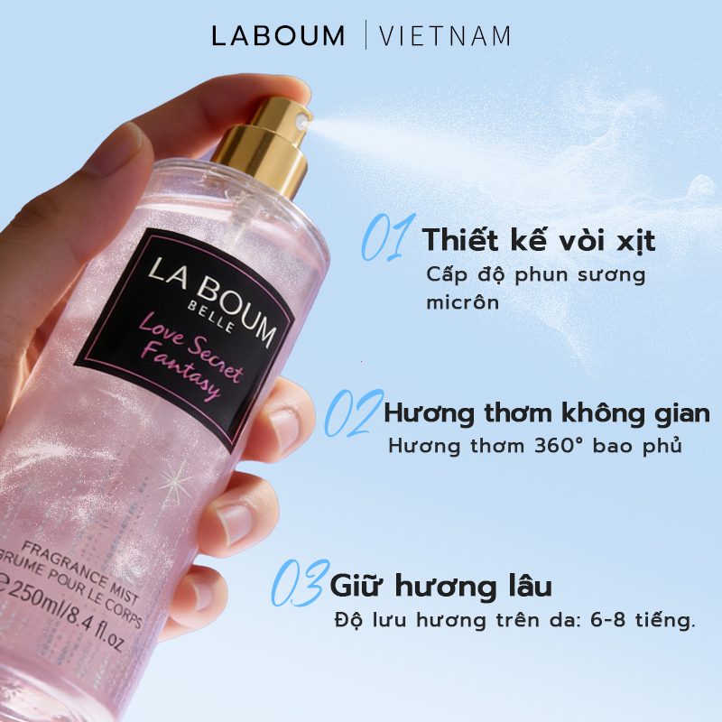 【CÓ ÁNH NHŨ】Body Mist Xịt Thơm Toàn Thân 250ml Hương Thơm Dịu Nhẹ, Lưu Hương Lâu & Ánh Nhũ Lấp Lánh Cho Da