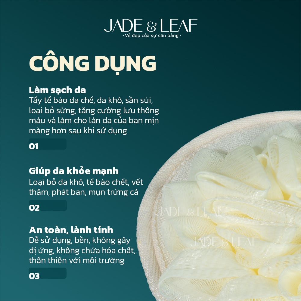 Găng Tay Tẩy Tế Bào Chết Body Jade&Leaf, Kiêm Bông Tắm 2in1 Vải Lanh Êm Ái Dùng Được Cả 2 Mặt