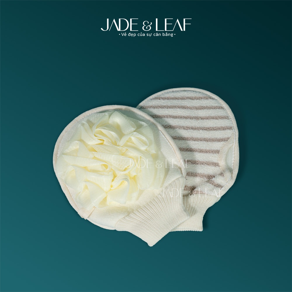 Găng Tay Tẩy Tế Bào Chết Body Jade&Leaf, Kiêm Bông Tắm 2in1 Vải Lanh Êm Ái Dùng Được Cả 2 Mặt