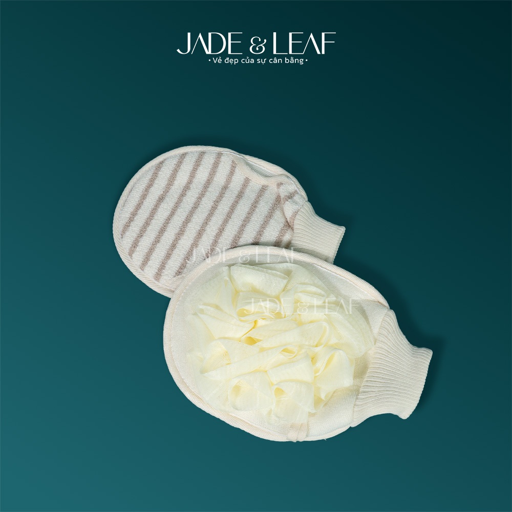 Găng Tay Tẩy Tế Bào Chết Body Jade&Leaf, Kiêm Bông Tắm 2in1 Vải Lanh Êm Ái Dùng Được Cả 2 Mặt