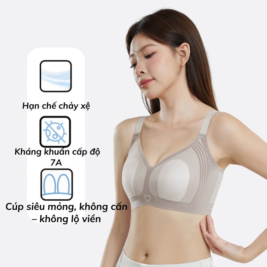 Áo ngực nữ cao cấp su mềm mại thoáng mát mút mỏng nhẹ ôm nâng đỡ ngực tự nhiên dây bản to LANIXA A02