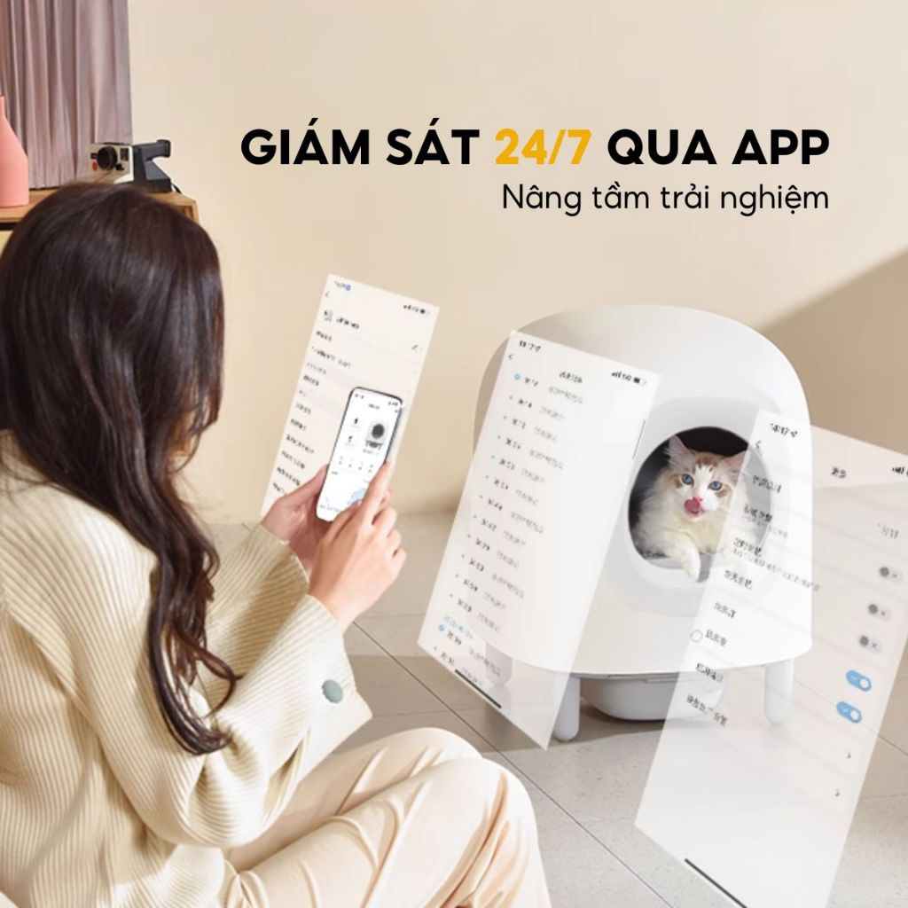 [Tặng Thảm] Máy Dọn Cát Mèo, Nhà Vệ Sinh Cho Mèo Tự Động HeLiPet Bản Quốc Tế Kết Nối Wifi - HeLiCorp
