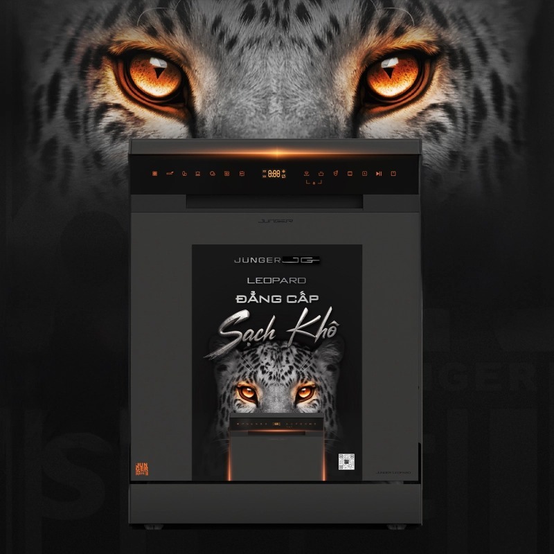 Máy Rửa Chén Bát Junger JG Leopard DWJ-183-VG - 15 Bộ Rửa AI, Có Sấy Độc Lập