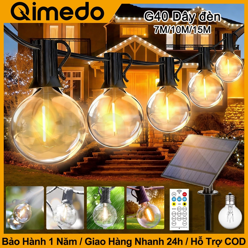 Qimedo Đèn Sân Ngoài Trời LED Năng Lượng Mặt Trời 7WĐèn Trang Trí Sân Vườn Chống Nước Tiết Kiệm Điện