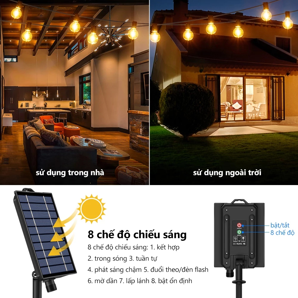 Qimedo Đèn Sân Ngoài Trời LED Năng Lượng Mặt Trời 7WĐèn Trang Trí Sân Vườn Chống Nước Tiết Kiệm Điện