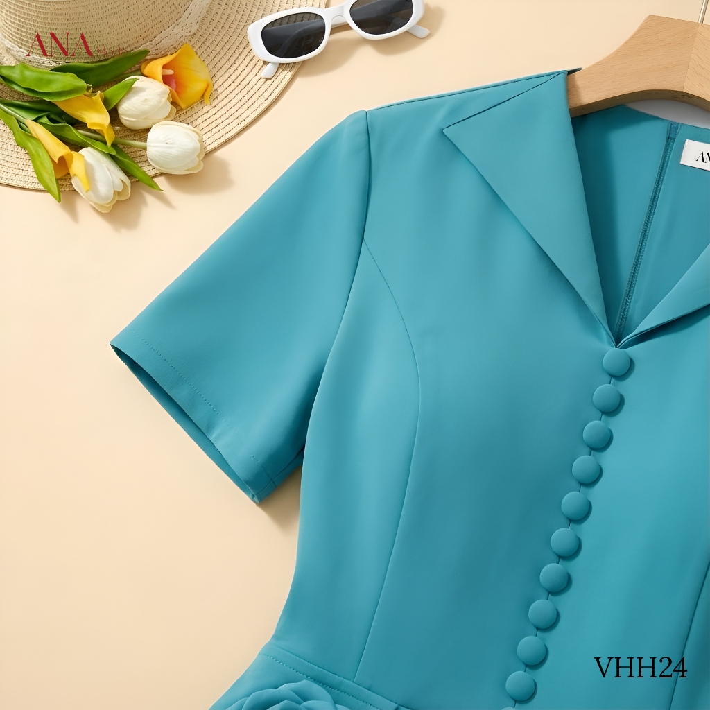 Đầm Đính Hoa Trung Niên ANA Mode Chất Liệu Cotton Lạnh Thanh Lịch Đi Tiệc Quà Tặng Mẹ DM25VHH24