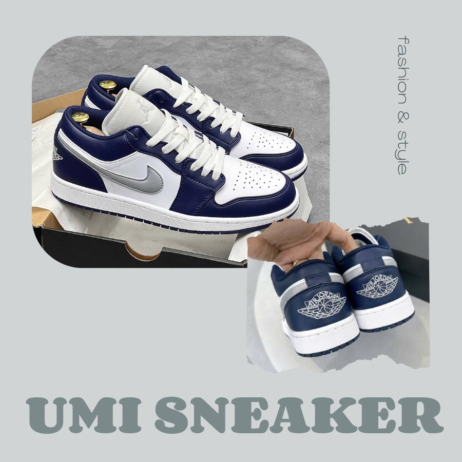 (Tăng 1 size) Giày Thể Thao Cổ Thấp, Giày Sneaker Navy Sọc Xám Phong Cách Thời Trang Nam Nữ
