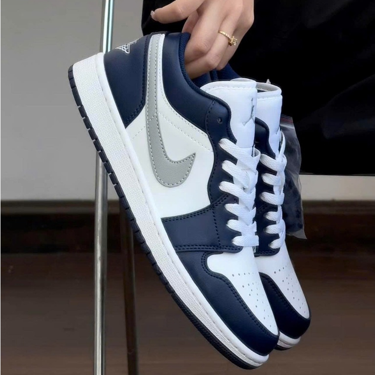 (Tăng 1 size) Giày Thể Thao Cổ Thấp, Giày Sneaker Navy Sọc Xám Phong Cách Thời Trang Nam Nữ