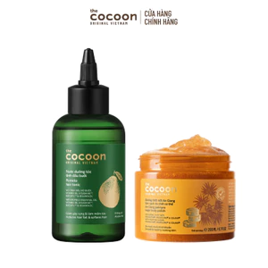 Combo 1 Hủ Tẩy da chết cơ thể đường thốt nốt 200ml + Nước dưỡng tóc tinh dầu bưởi Cocoon 140ml