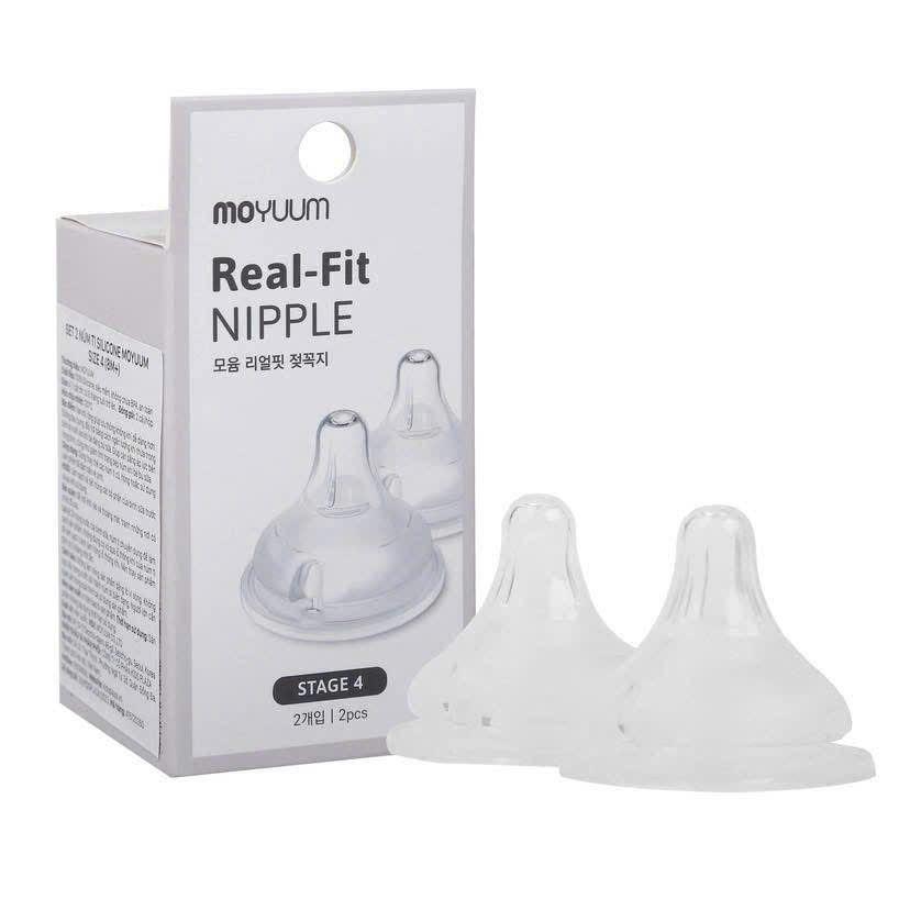 Thế hệ 3 - Núm bình sữa silicon Moyuum - Size 1/2/3/4 - Hộp 2 núm