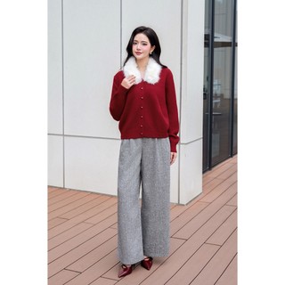 [LAMER x VIỆT HOA] Quần Ống Rộng Nữ Cạp Cao Quần Công Sở Dáng Suông 2 Lớp Dày Dặn L64W25T001