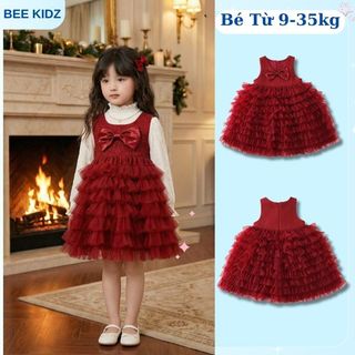 [ BST VÁY SINH NHẬT ĐỎ]Váy Cho Bé Gái, Váy Công Chúa Phong Cách Tiểu Thư Chất Liệu Mềm Mại