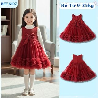 [ BST VÁY SINH NHẬT ĐỎ]Váy Cho Bé Gái, Váy Công Chúa Phong Cách Tiểu Thư Chất Liệu Mềm Mại