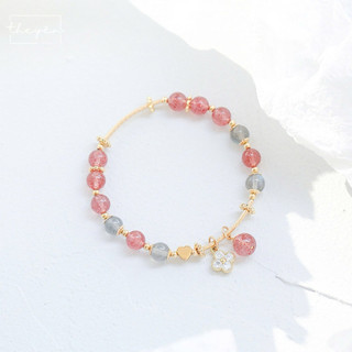 Vòng Tay Elara – Moonstone & Thạch Anh Dâu Tây - Phụ Kiện Nữ Sang Trọng, Phù Hợp Làm Quà Tặng