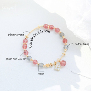 Vòng Tay Elara – Moonstone & Thạch Anh Dâu Tây - Phụ Kiện Nữ Sang Trọng, Phù Hợp Làm Quà Tặng