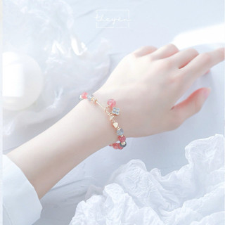 Vòng Tay Elara – Moonstone & Thạch Anh Dâu Tây - Phụ Kiện Nữ Sang Trọng, Phù Hợp Làm Quà Tặng