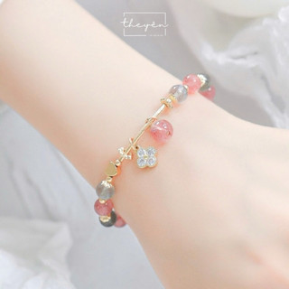 Vòng Tay Elara – Moonstone & Thạch Anh Dâu Tây - Phụ Kiện Nữ Sang Trọng, Phù Hợp Làm Quà Tặng