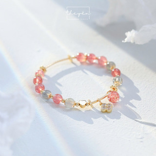 Vòng Tay Elara – Moonstone & Thạch Anh Dâu Tây - Phụ Kiện Nữ Sang Trọng, Phù Hợp Làm Quà Tặng