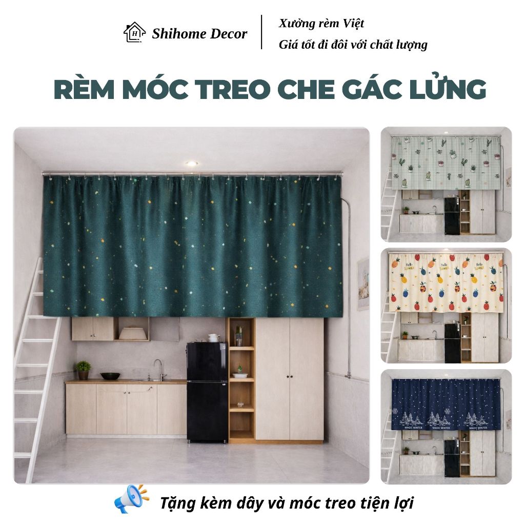 Rèm Che Gác Lửng Có Móc Treo, Tặng Dây Treo Chắc Chắn, Độ Bền Cao, Dễ ...