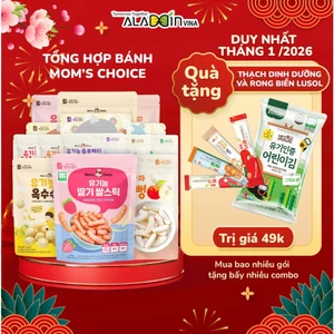 Bánh Ăn Dặm Hữu Cơ Cho Bé Từ 6 Tháng Mom’s Choice từ gạo hữu cơ Hàn Quốc, Mềm Tan, Dễ Ăn Không Chất Bảo Quản